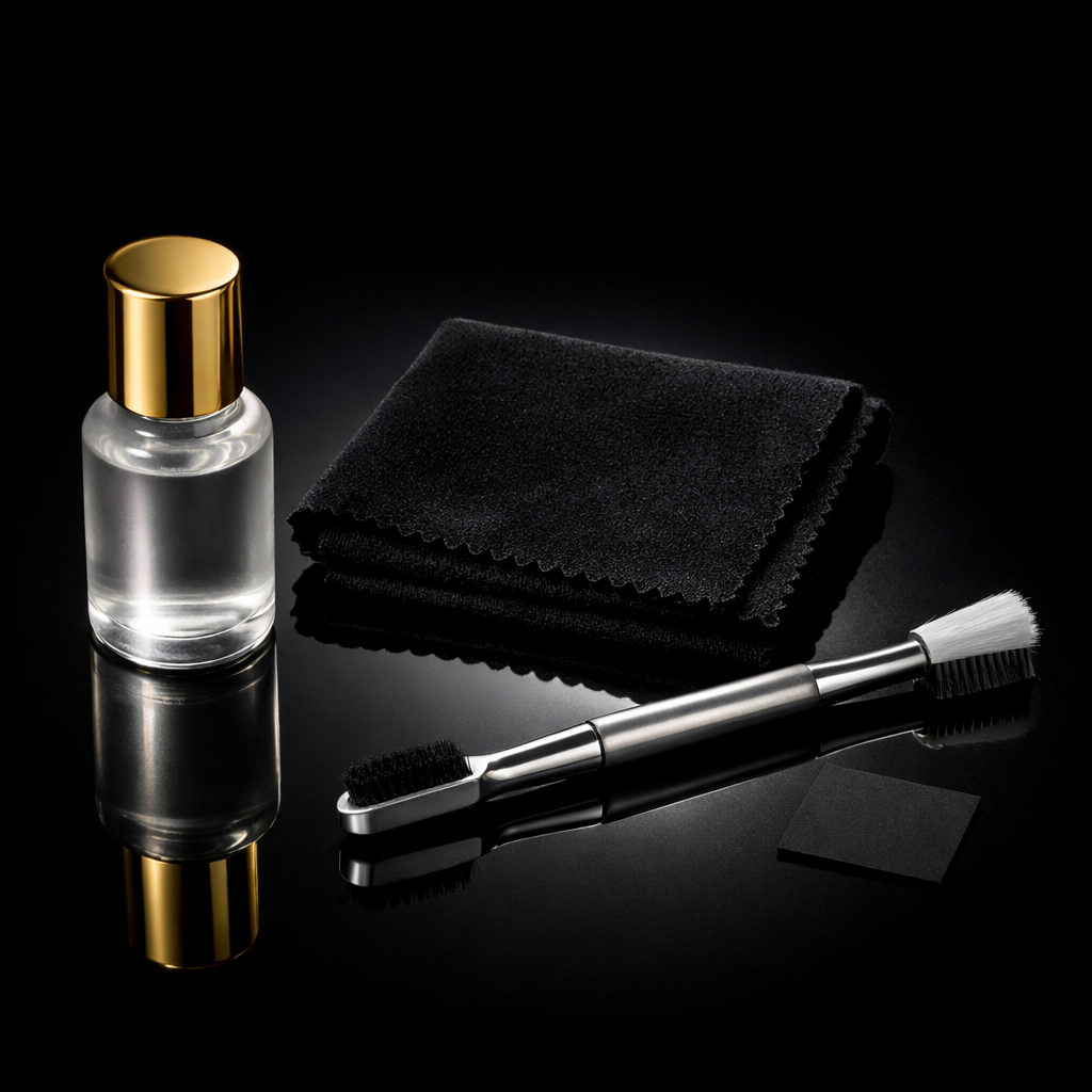 Elitevvs Jewelry Cleaning Kit - solution, brush, cloth, anti-tarnish strip