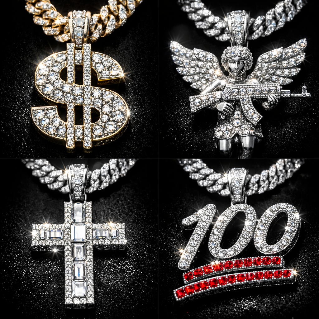 Rhinestone Pendant Necklace - close-up