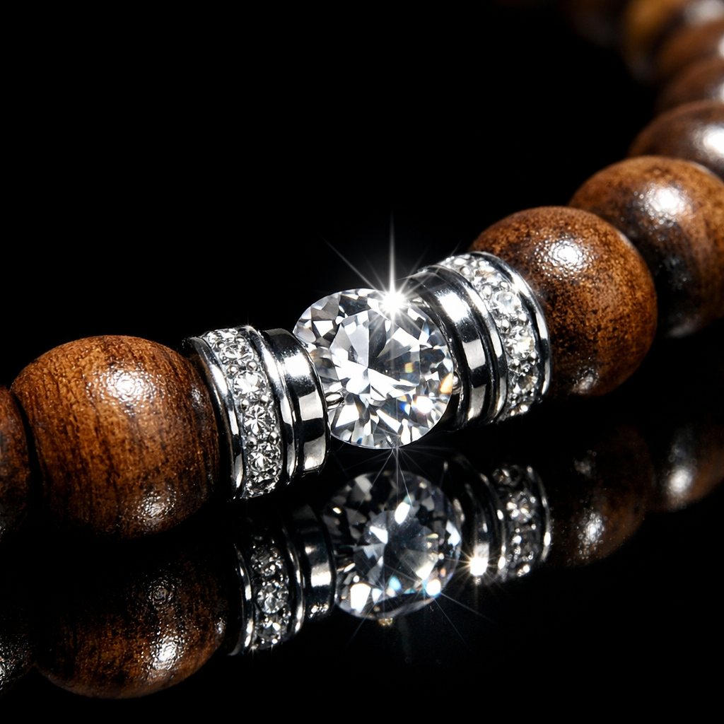 Wood Bead Choker Necklace - close-up