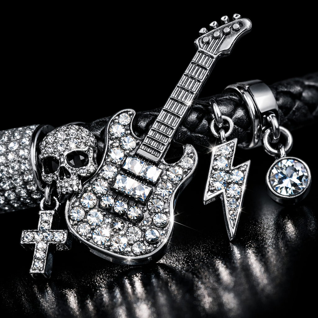 Guitar Leather Bracelet - close-up