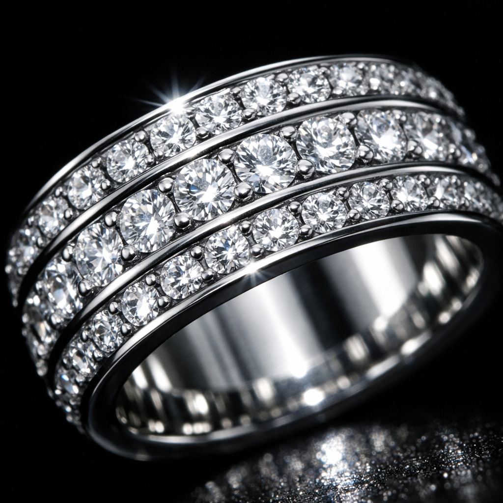 Iced Stainless Steel Ring - close-up