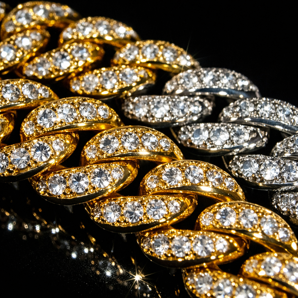 Iced Cuban Link Chain Necklace - close-up