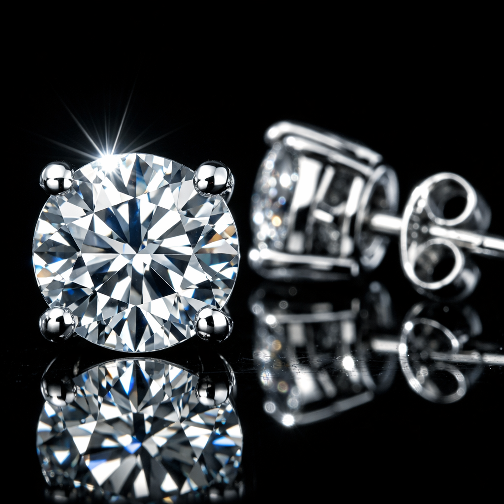 Sterling Silver Stud Earrings - close-up