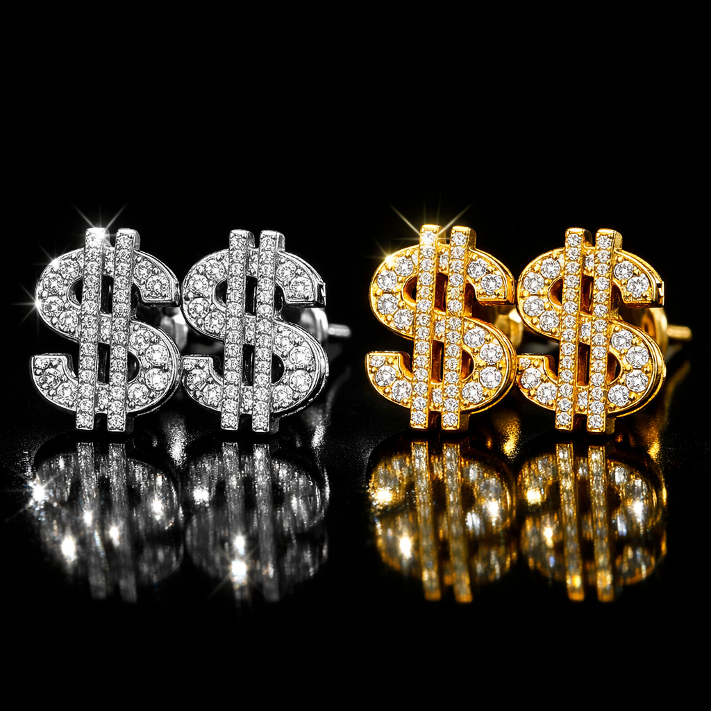 Iced Dollar Stud Earrings