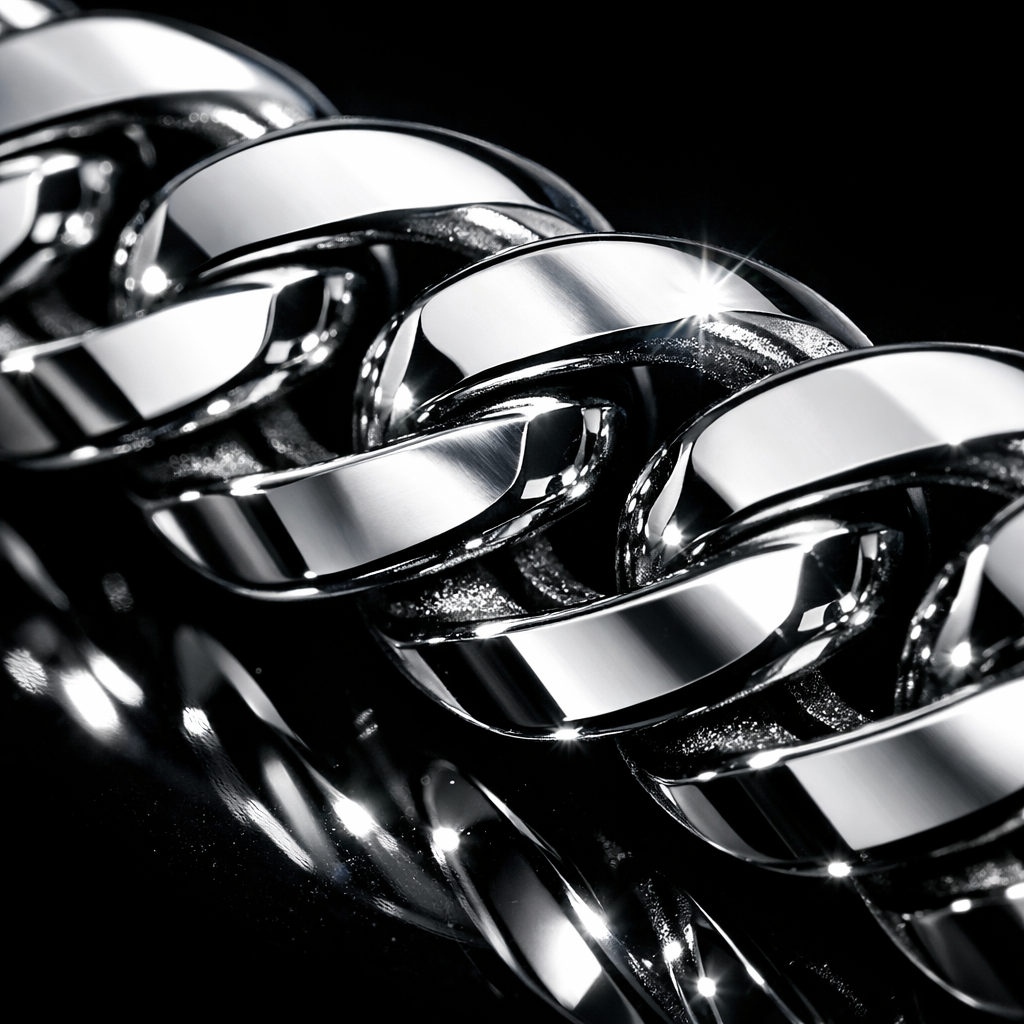 Stainless Steel Cuban Bracelet - close-up