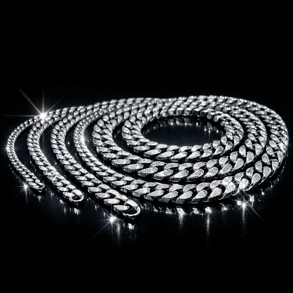 Flat Cuban Chain - Stainless Steel by the Meter