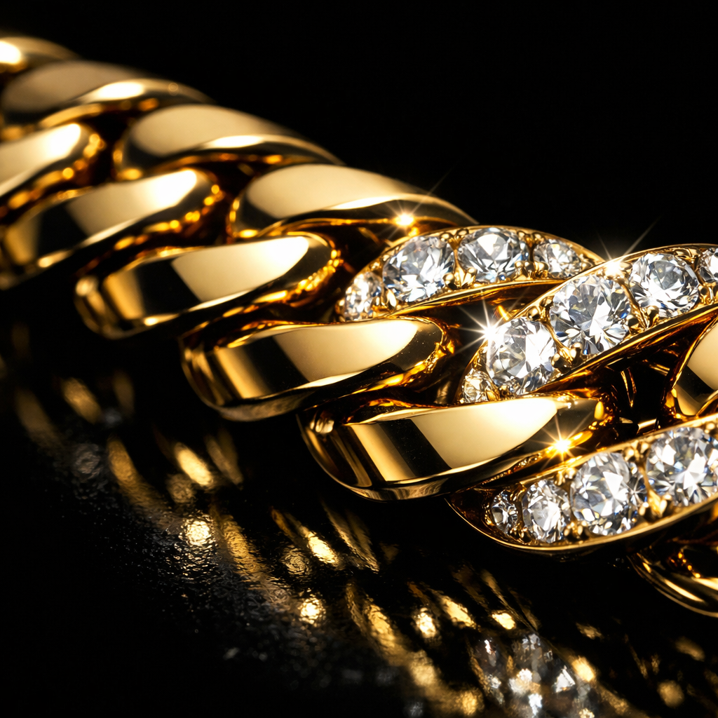 Vintage Gold Cuban Chain Necklace - close-up