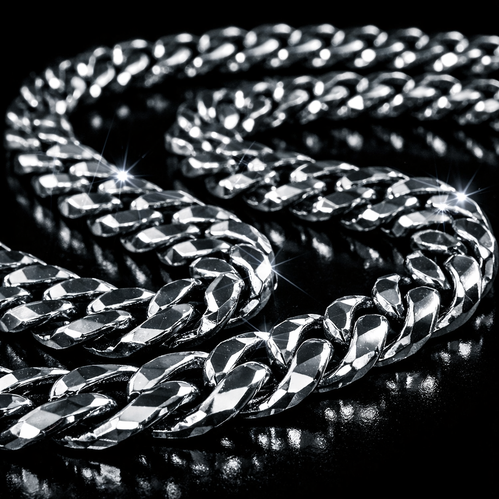 Stainless Steel Cuban Chain - 1 Meter - close-up