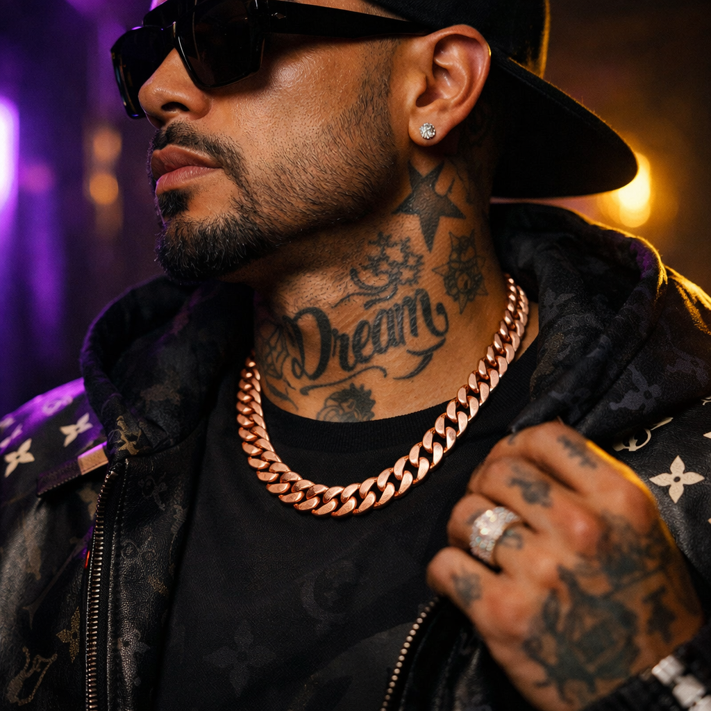 Rose Gold Stainless Steel Cuban Chain - lifestyle