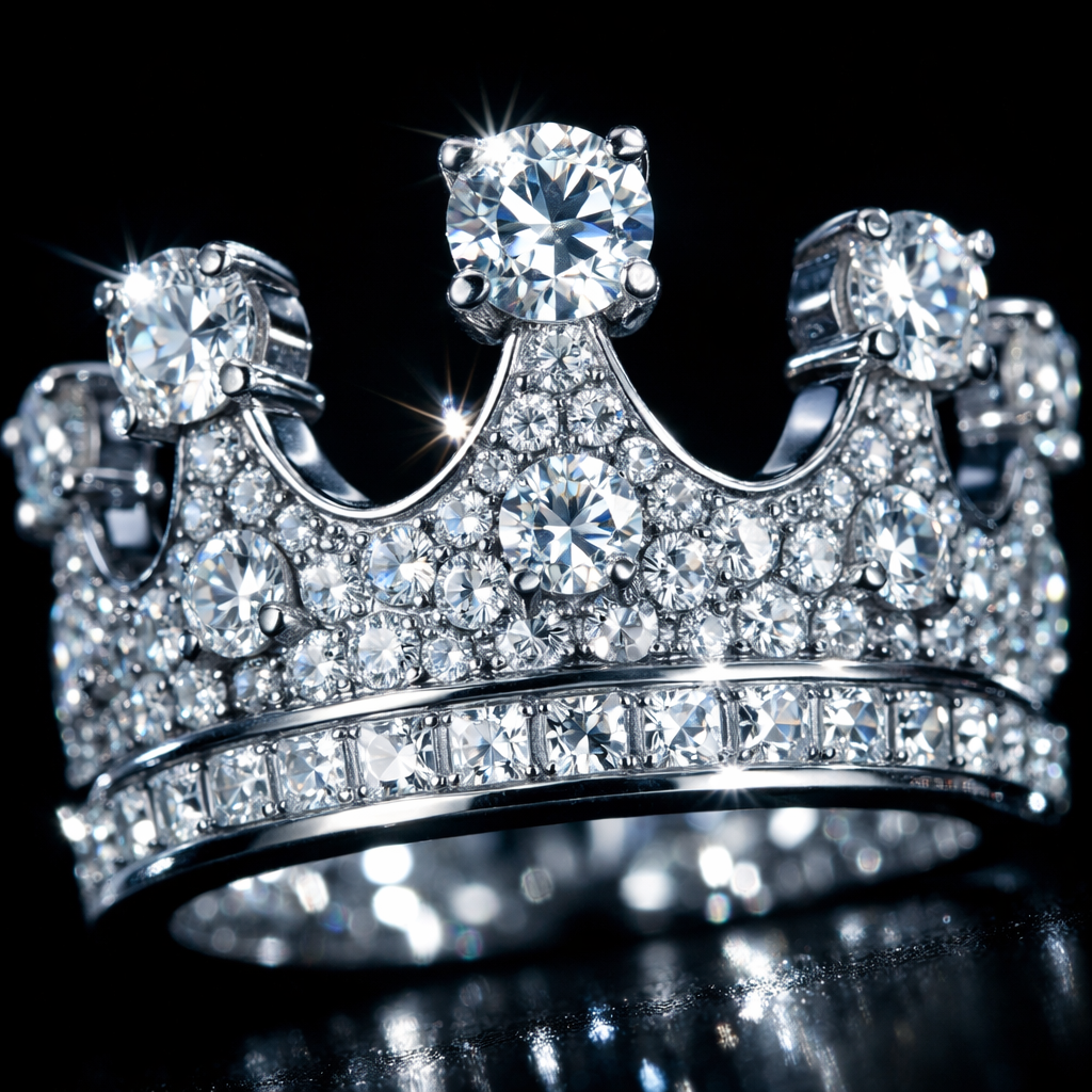 Moissanite Crown Ring - close-up