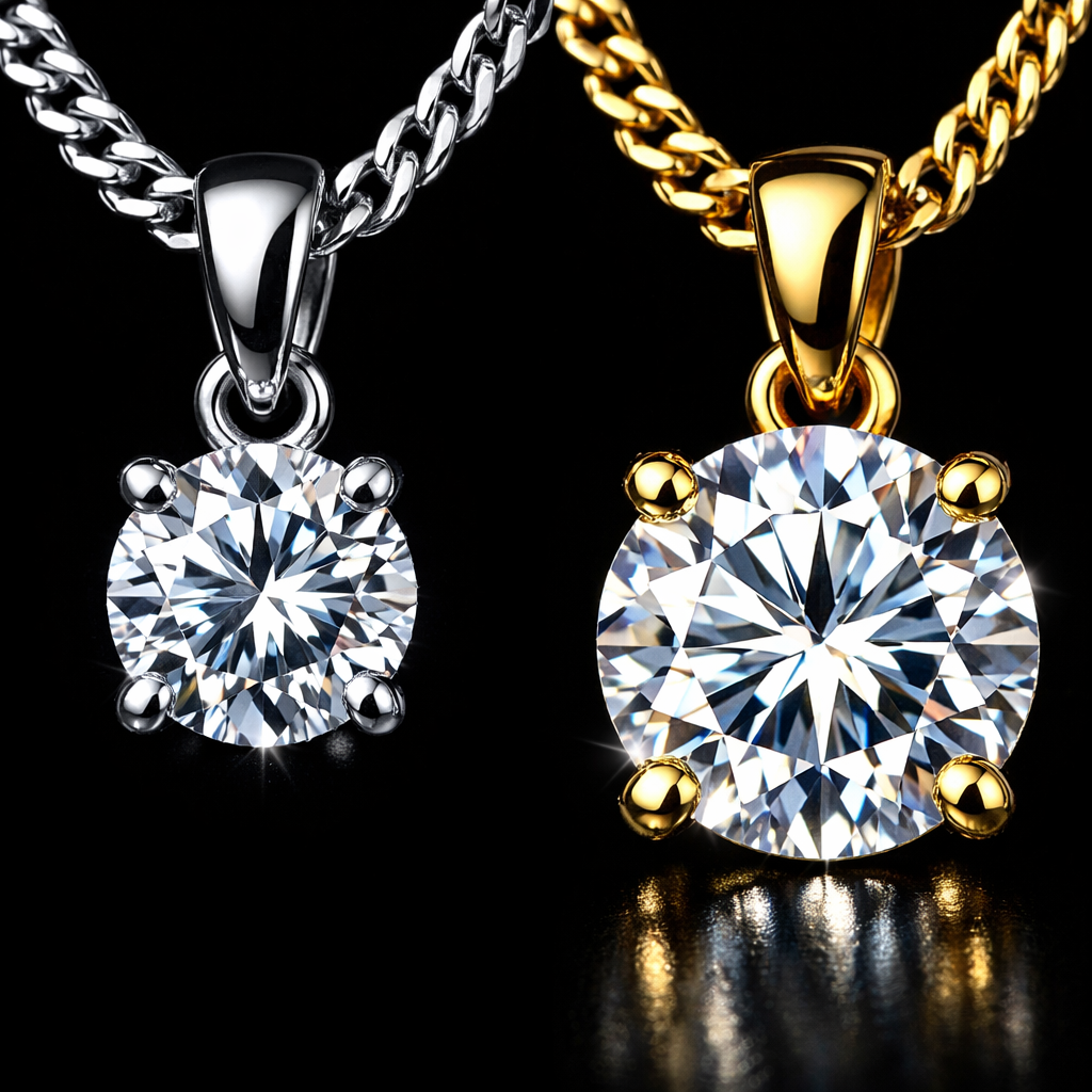 Round Moissanite Pendant Necklace - close-up