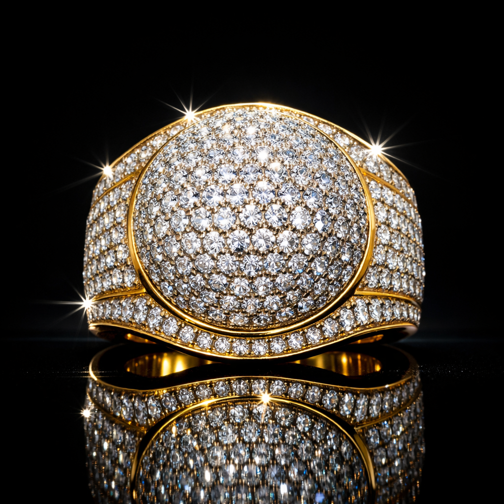 Iced Out Round Dome Ring