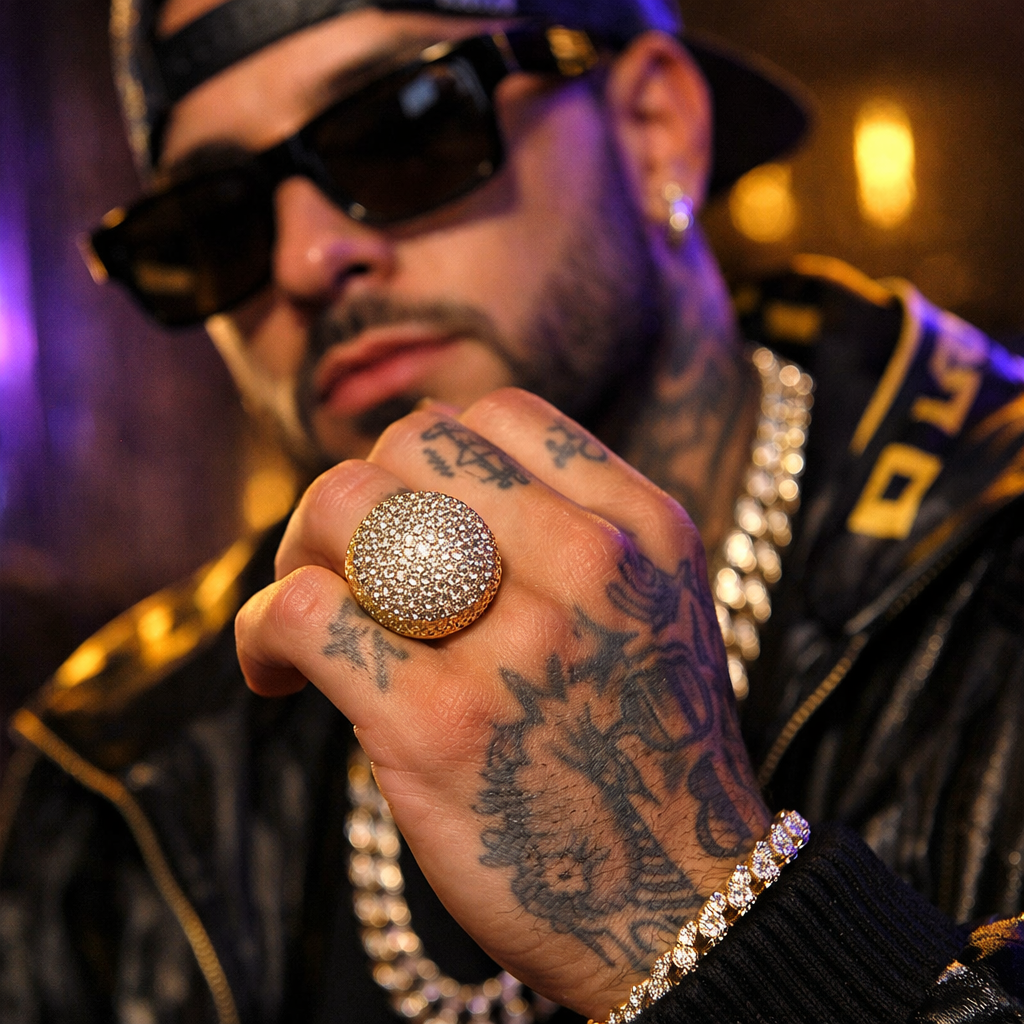 Iced Out Round Dome Ring - lifestyle