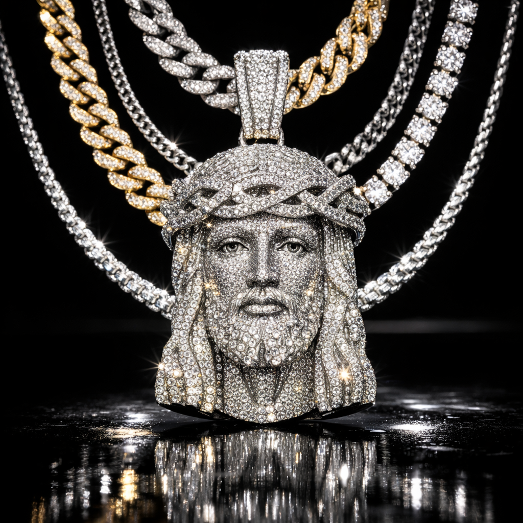 Iced Jesus Pendant Necklace