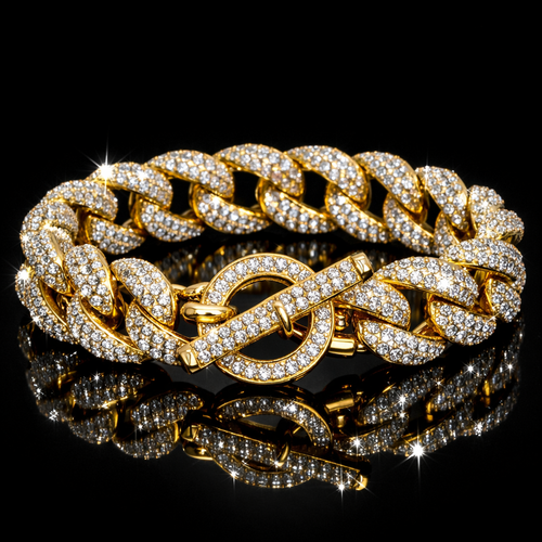 Gold Bling Rhinestone Link Bracelet