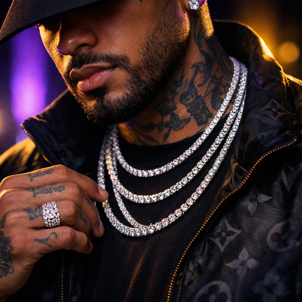 Moissanite Franco Link Chain - lifestyle
