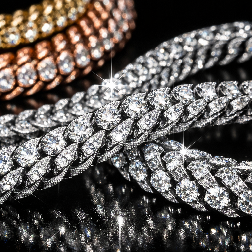 Moissanite Franco Link Chain - close-up