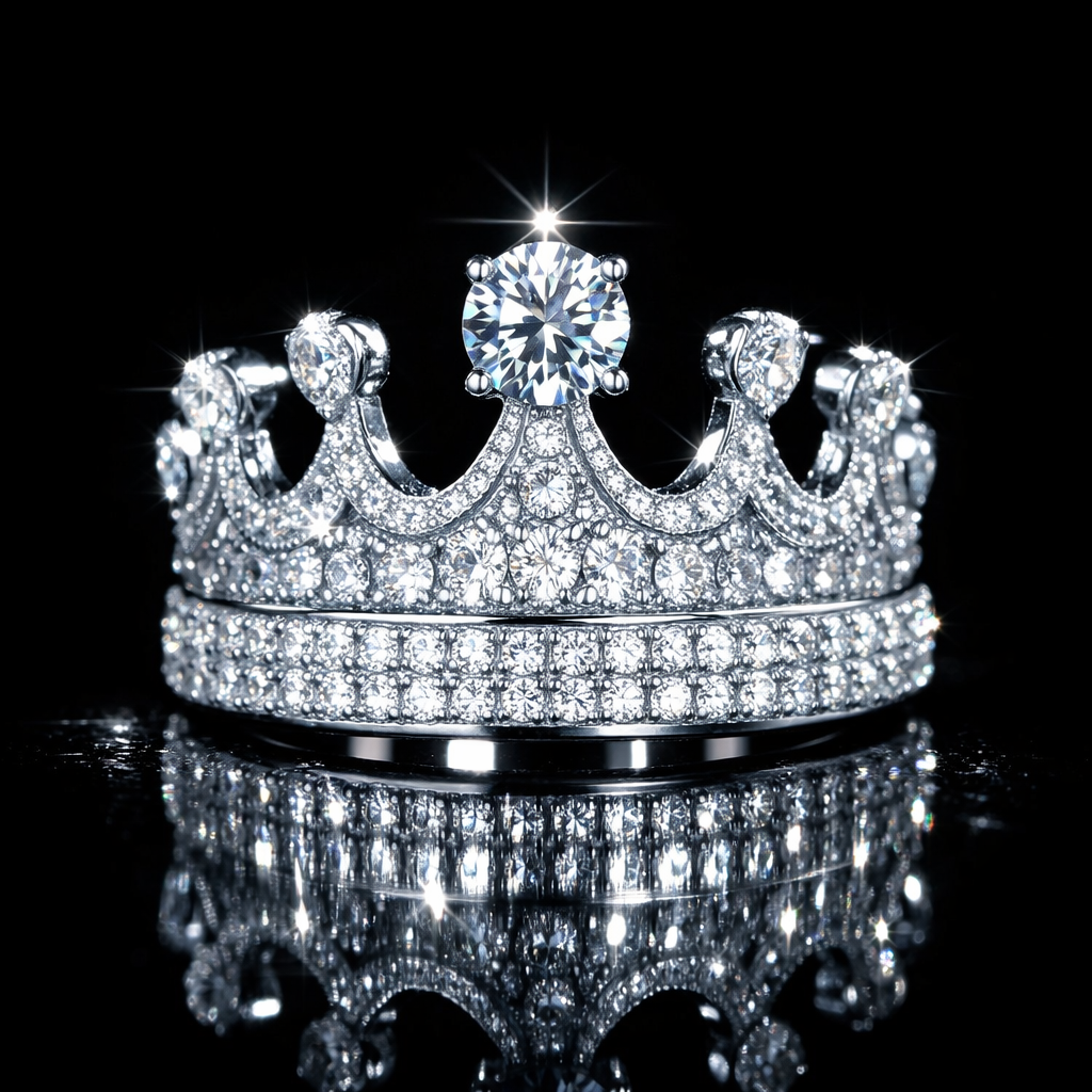 Crown Moissanite Silver Ring