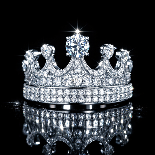 Crown Moissanite Silver Ring