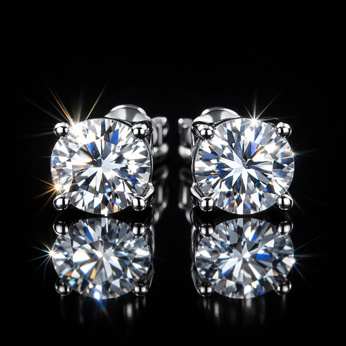 1 CTW Moissanite Stud Earrings - Sterling Silver