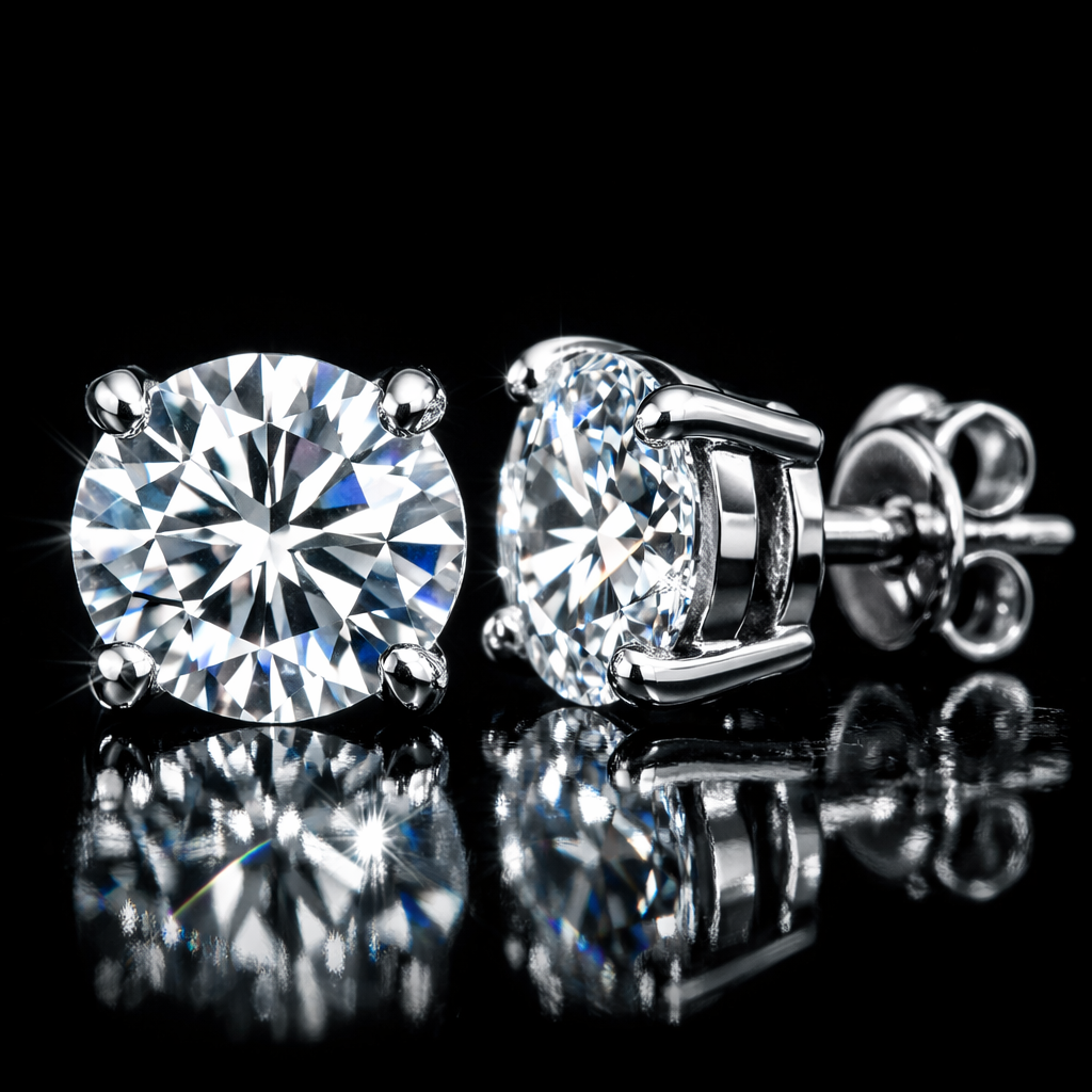 1 CTW Moissanite Stud Earrings - Sterling Silver - close-up