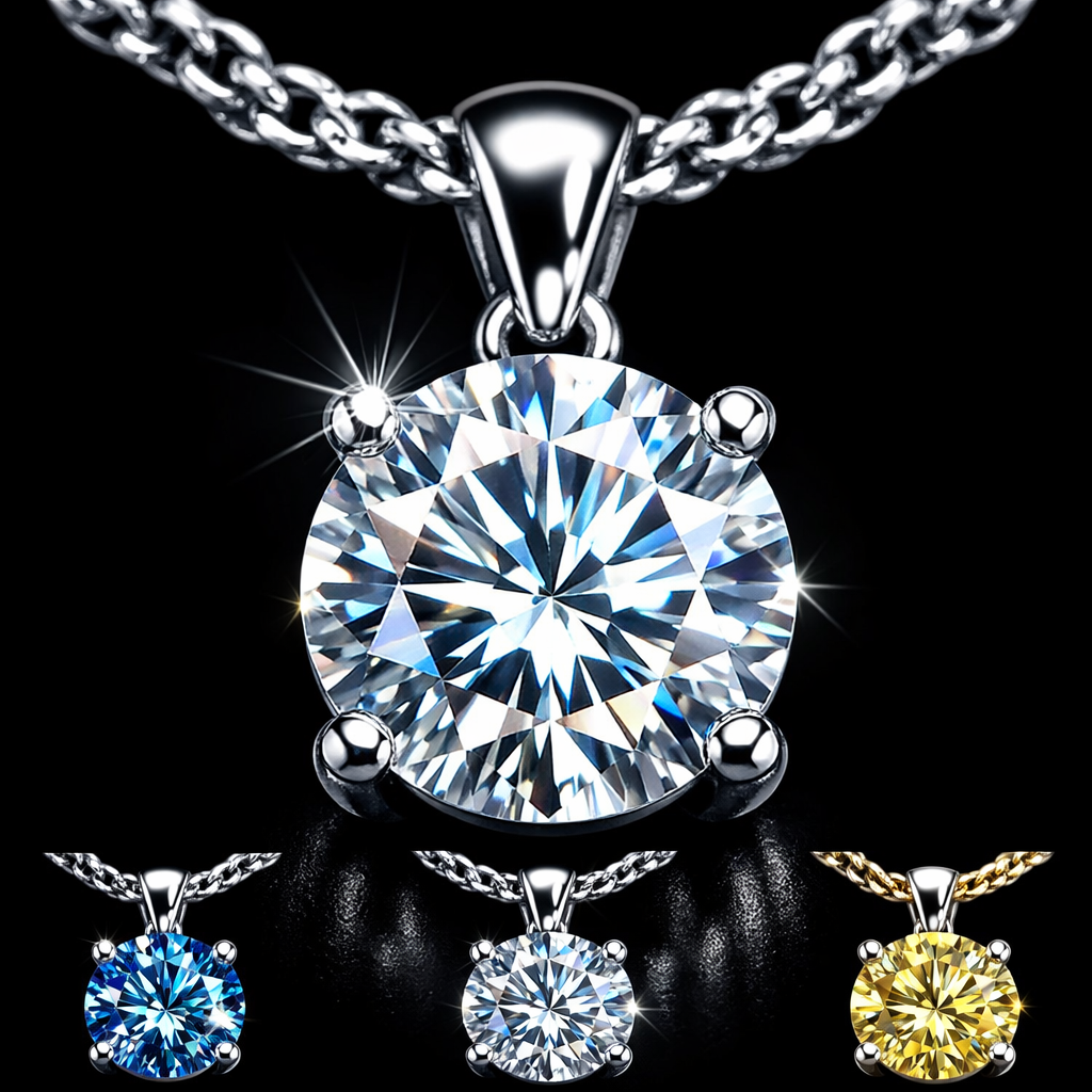 Moissanite Solitaire Necklace - close-up