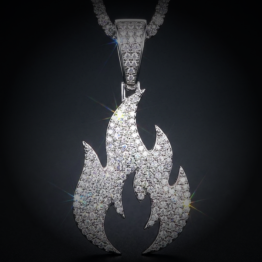 Iced Flame Pendant - close-up