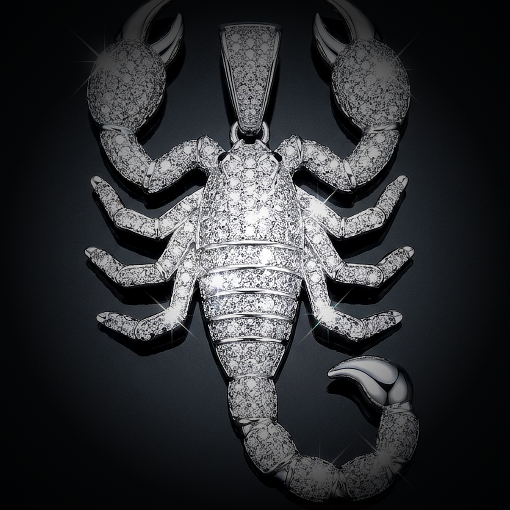 Iced Scorpion Pendant - close-up