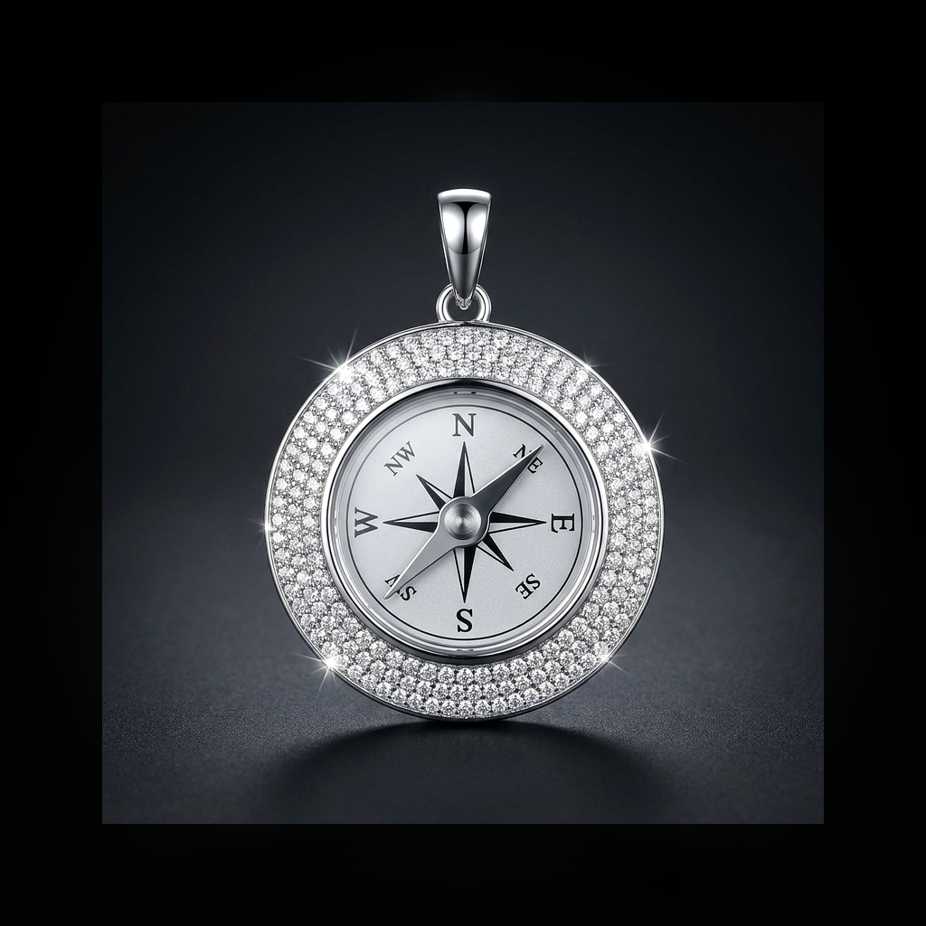 Iced Compass Pendant - lifestyle