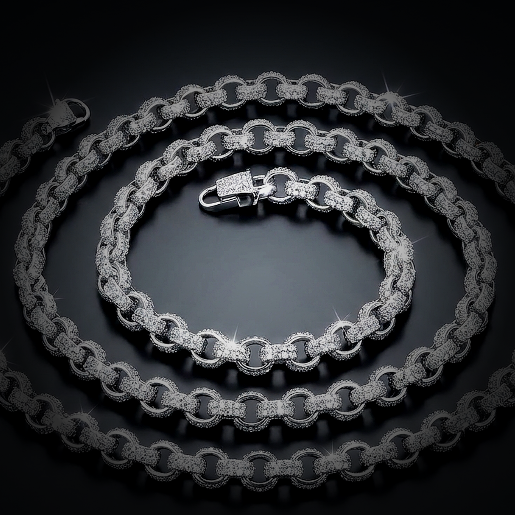 Iced Rolo Chain Necklace - close-up