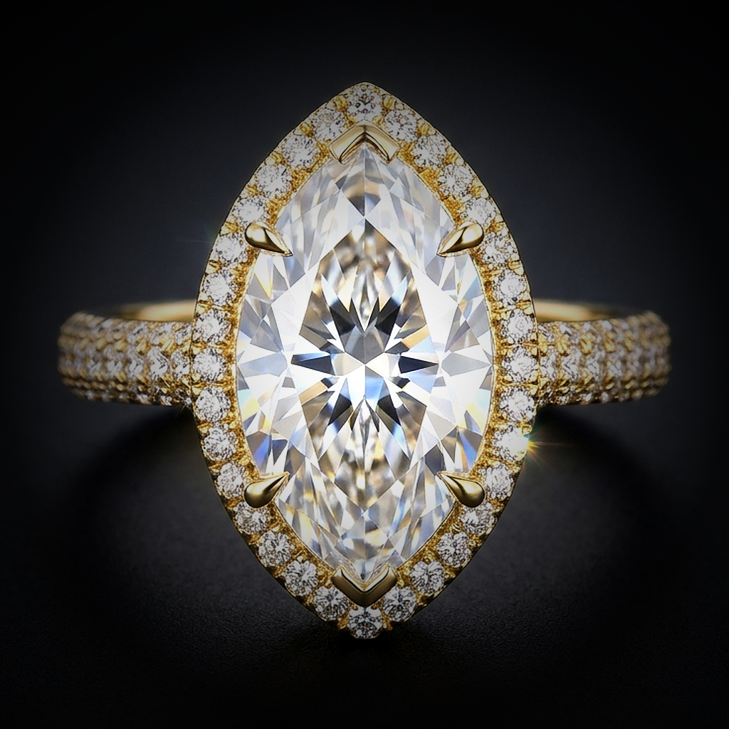 Moissanite Marquise Ring - close-up