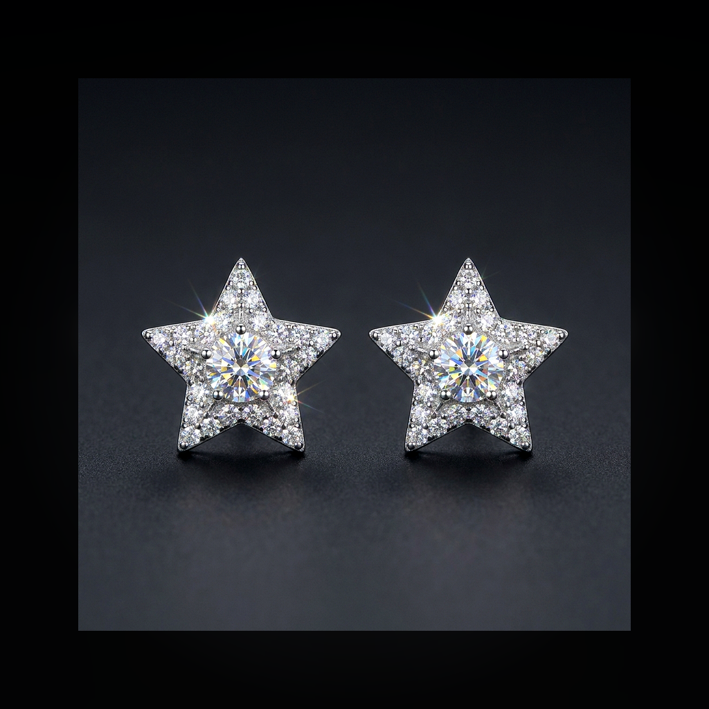 Iced Star Stud Earrings - lifestyle