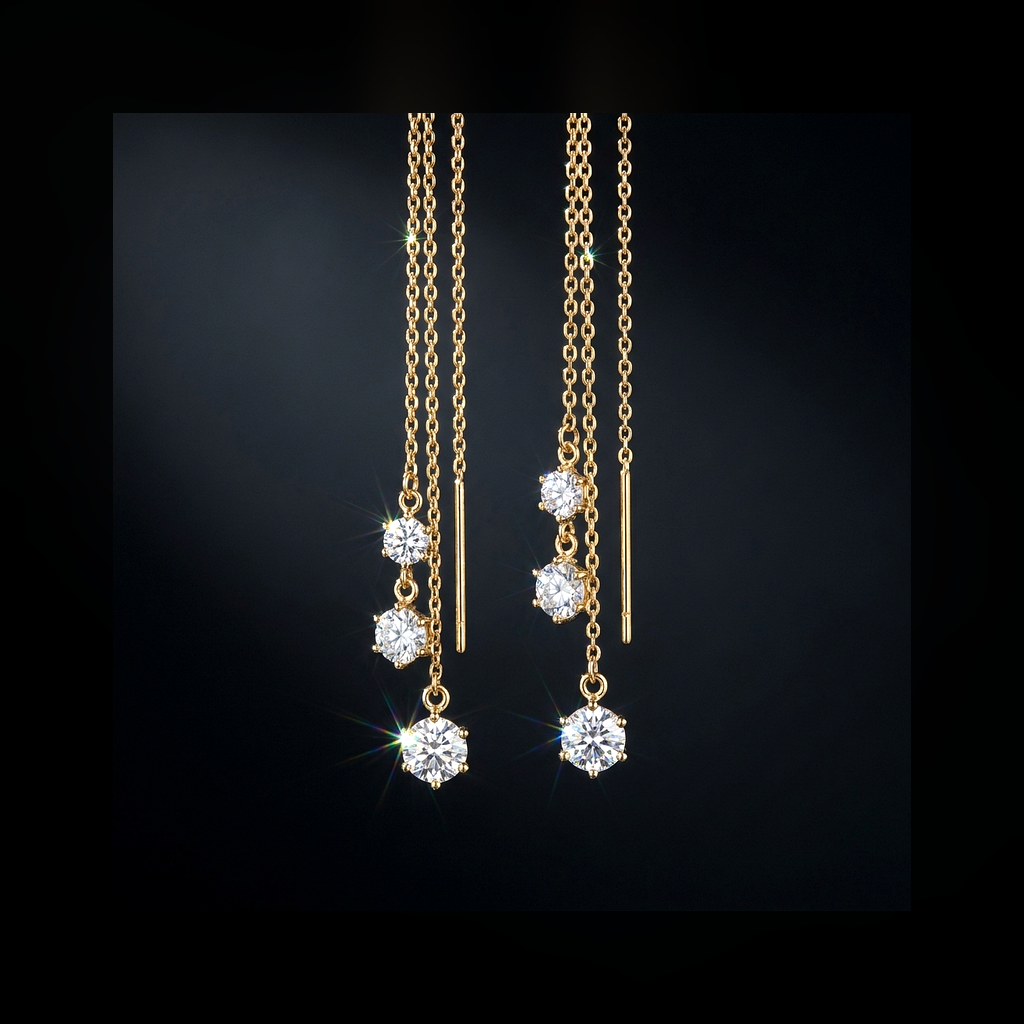 Moissanite Threader Earrings - lifestyle