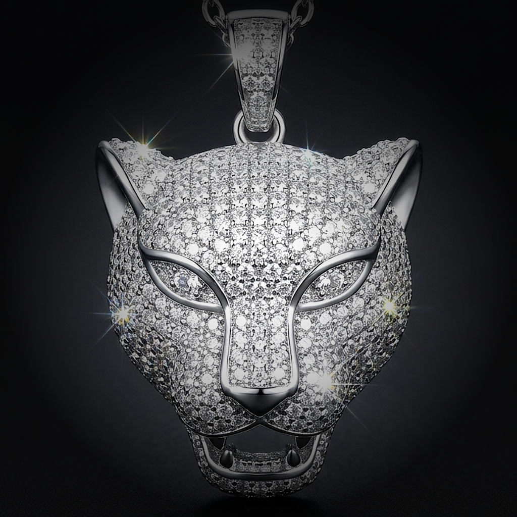 Iced Panther Pendant - close-up