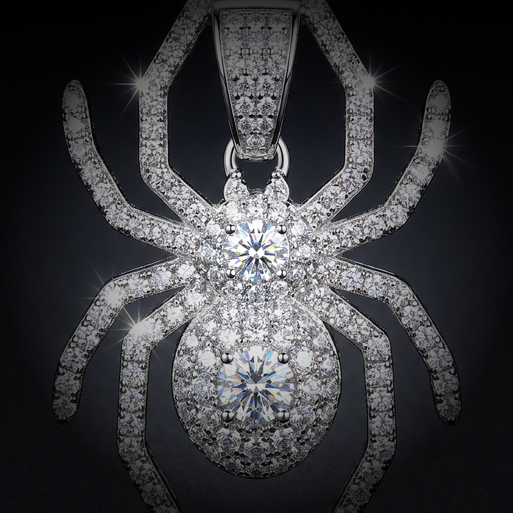 Iced Spider Pendant - close-up