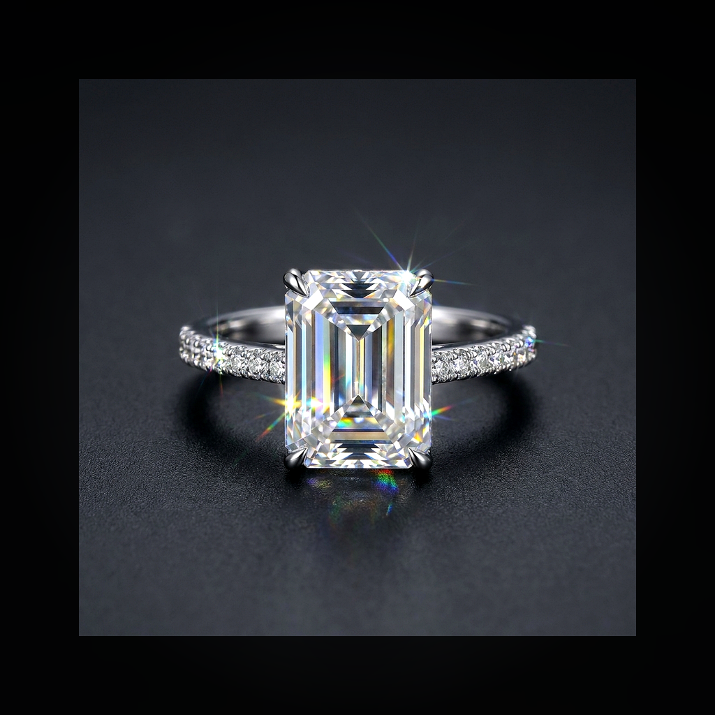 Moissanite Emerald Cut Ring - lifestyle