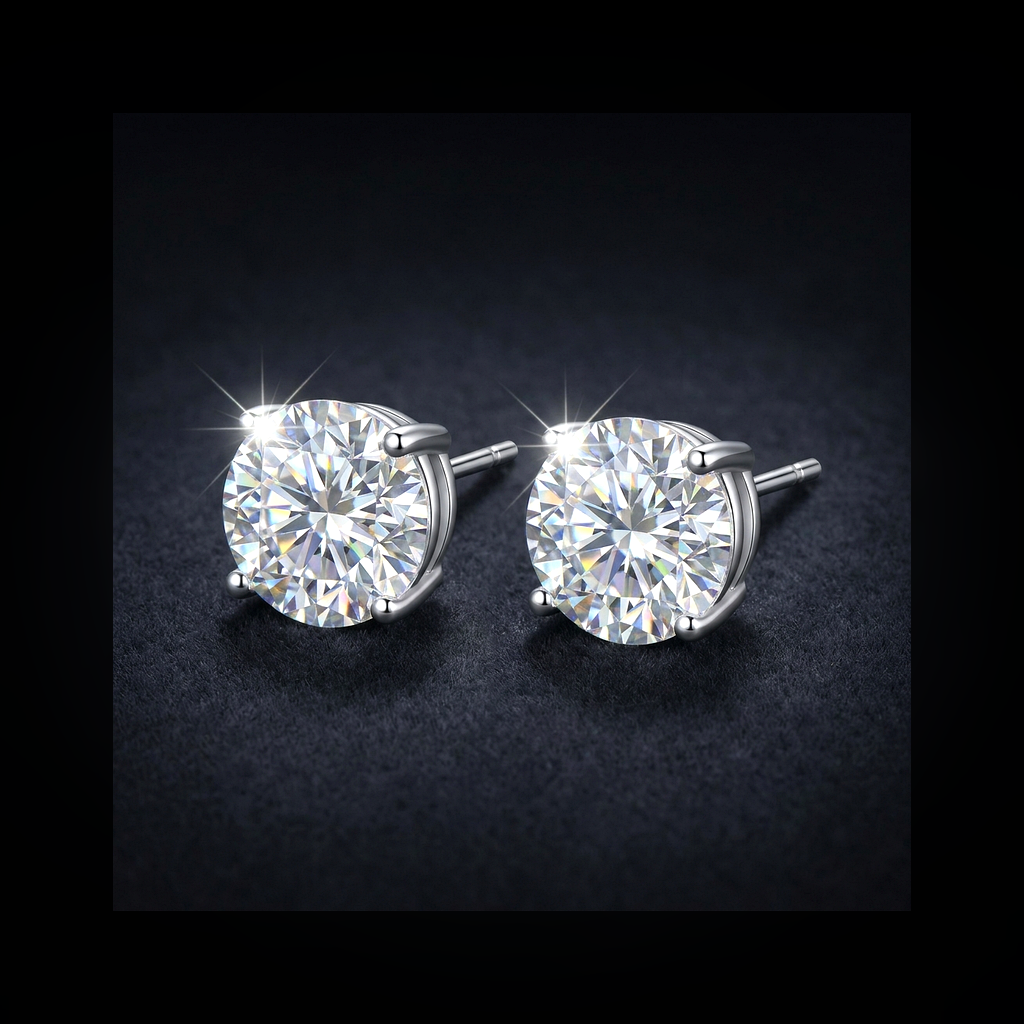 Moissanite Solitaire Stud Earrings - lifestyle