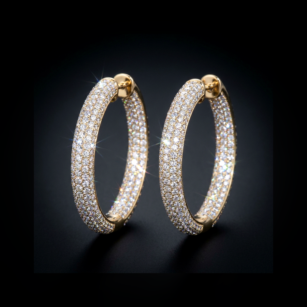 Iced Diamond Cut Hoop Earrings - lifestyle