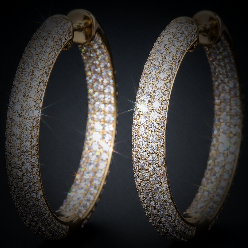 Iced Diamond Cut Hoop Earrings - close-up