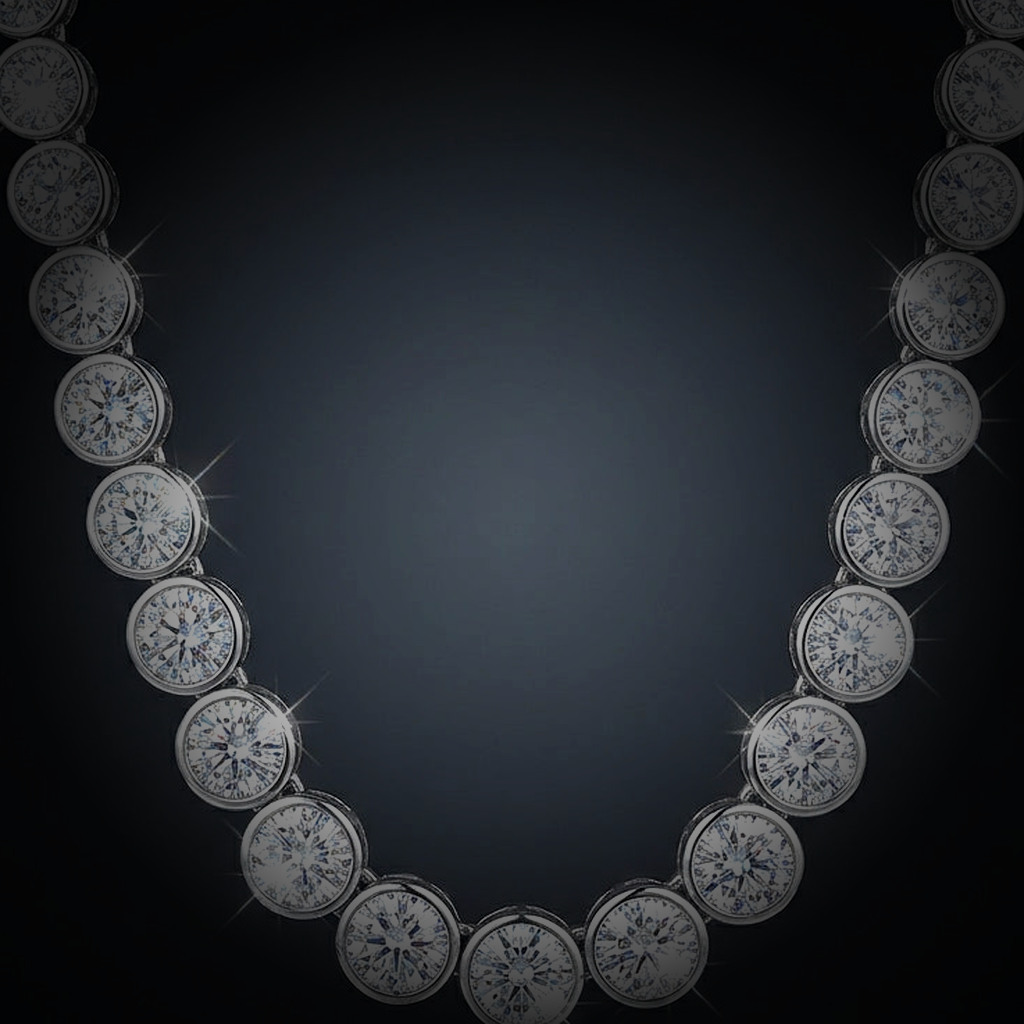 Iced Bezel Tennis Necklace - close-up