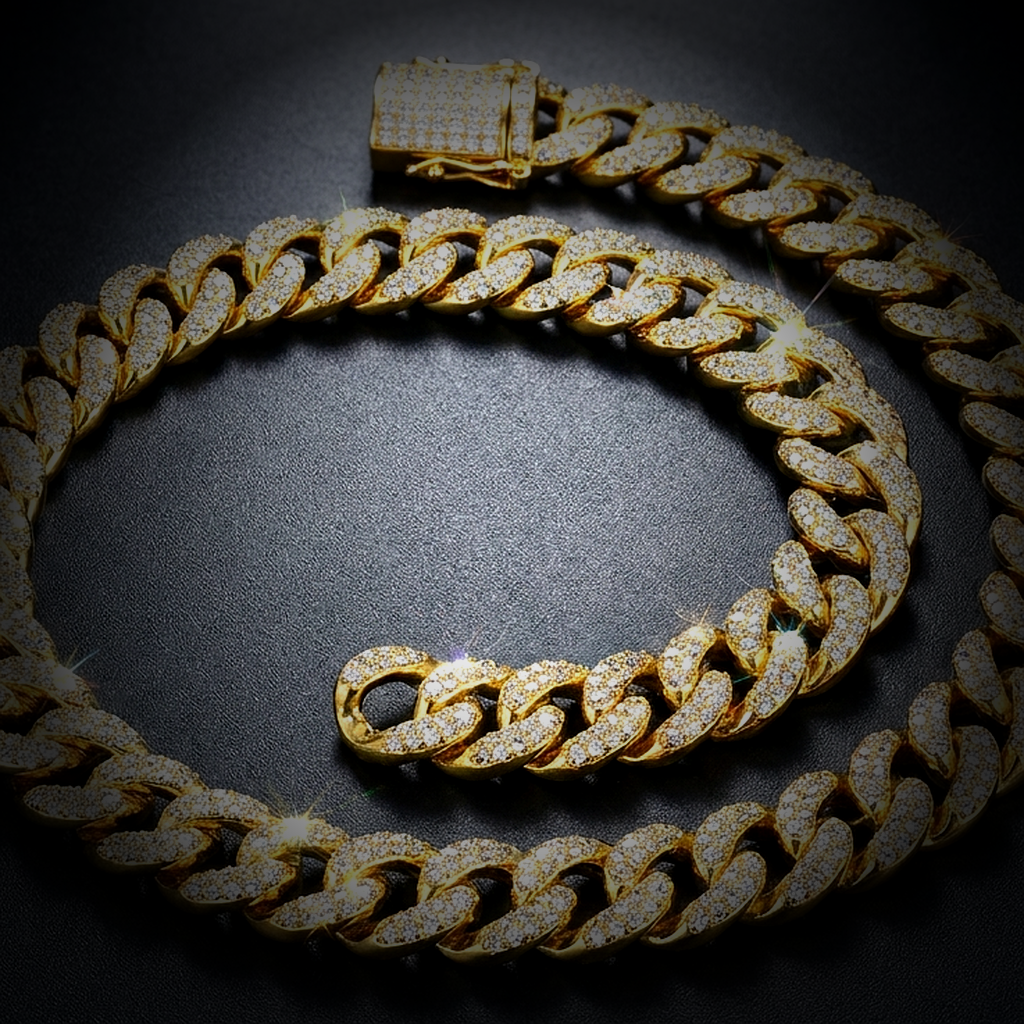Iced Curb Chain Necklace - close-up