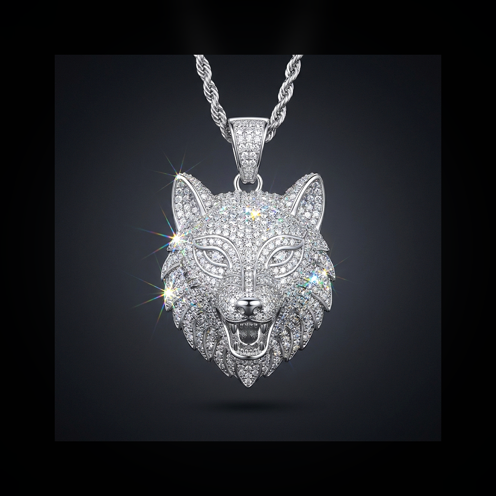 Iced Wolf Pendant - lifestyle