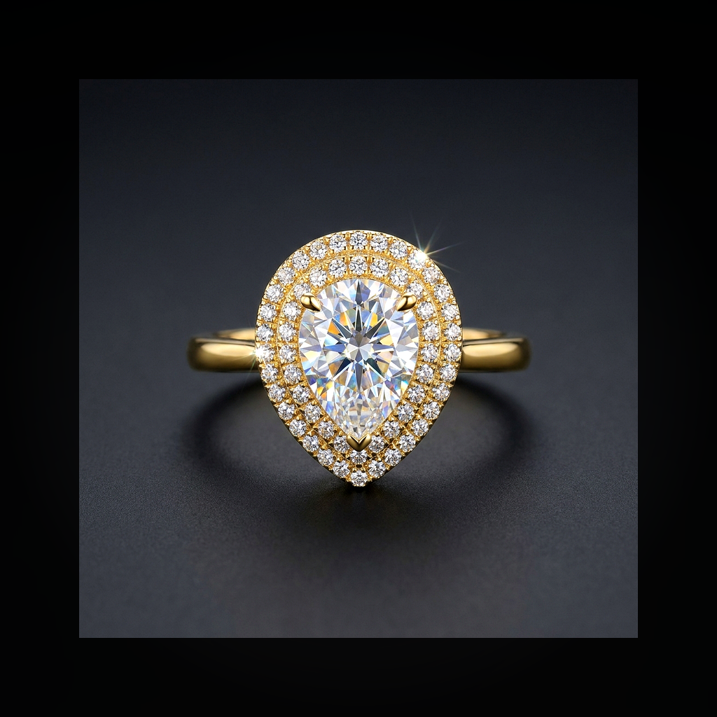 Moissanite Pear Cut Ring - lifestyle