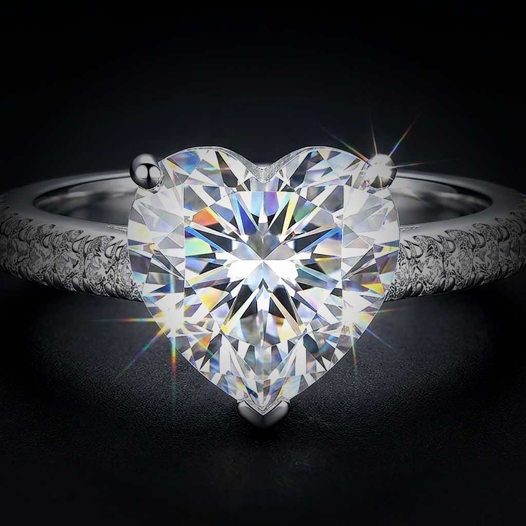 Moissanite Heart Cut Ring - close-up