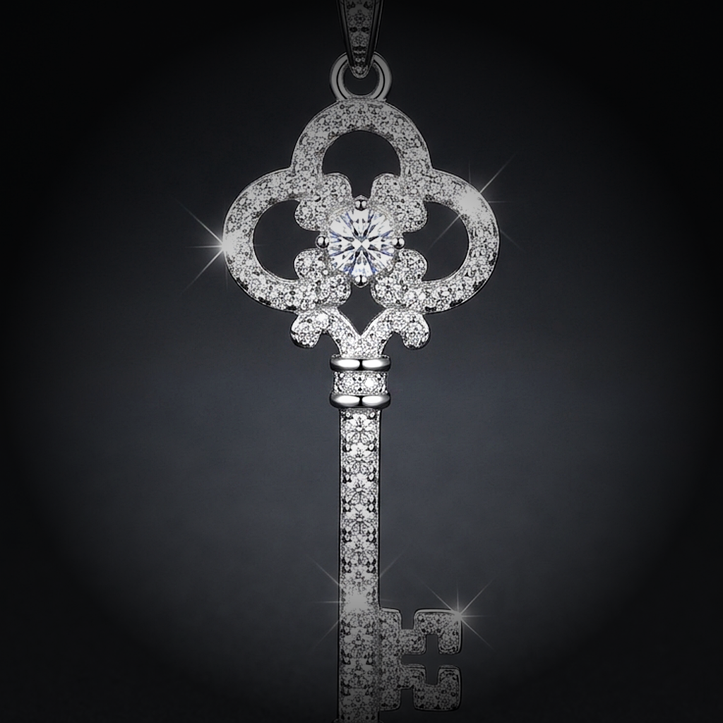 Iced Key Pendant - close-up