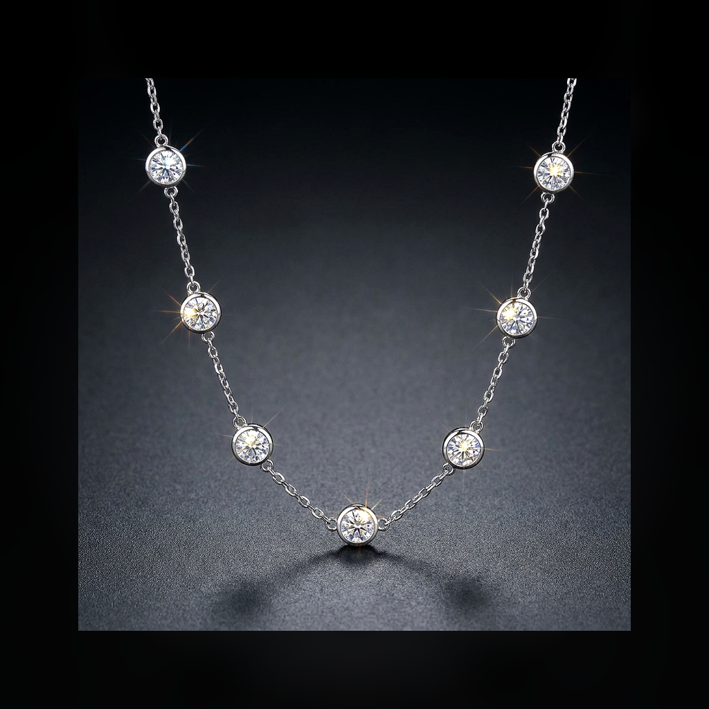 Moissanite Station Necklace - lifestyle