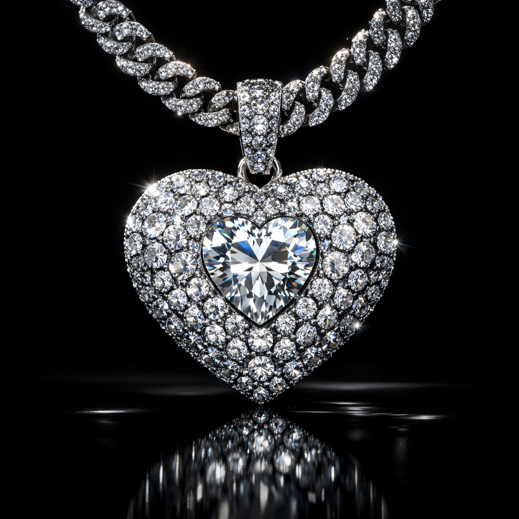 Moissanite Heart Pendant - hero