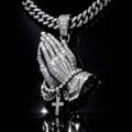 Moissanite Praying Hands Pendant - hero