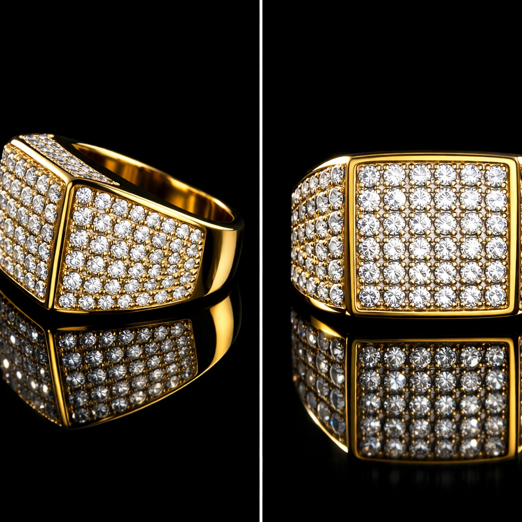 Iced Stainless Ring - Gold Plated