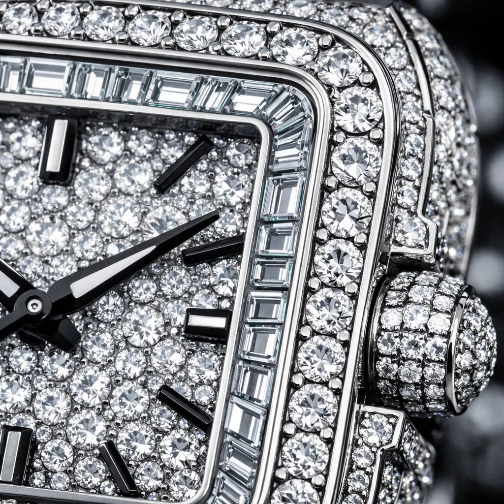 Iced Diamond Square Watch - close-up